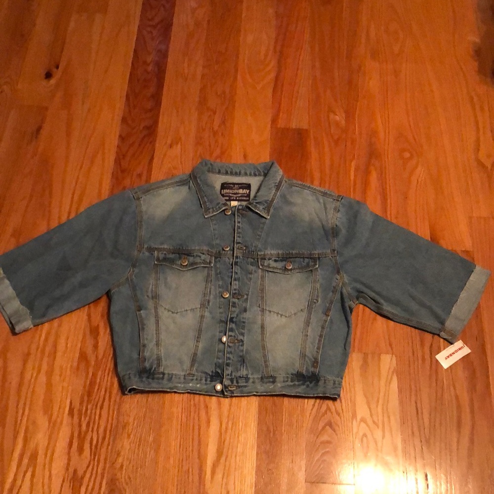 Unionbay jean jacket cropped & cinched waist sizeL